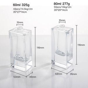 60 ml 80 ml長方形香水ガラスボトル厚底ゴールドスクエアふた付きポンプスプレーフレグランス収納 - Product Image 6
