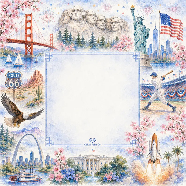 Pink Pastel American Landmark