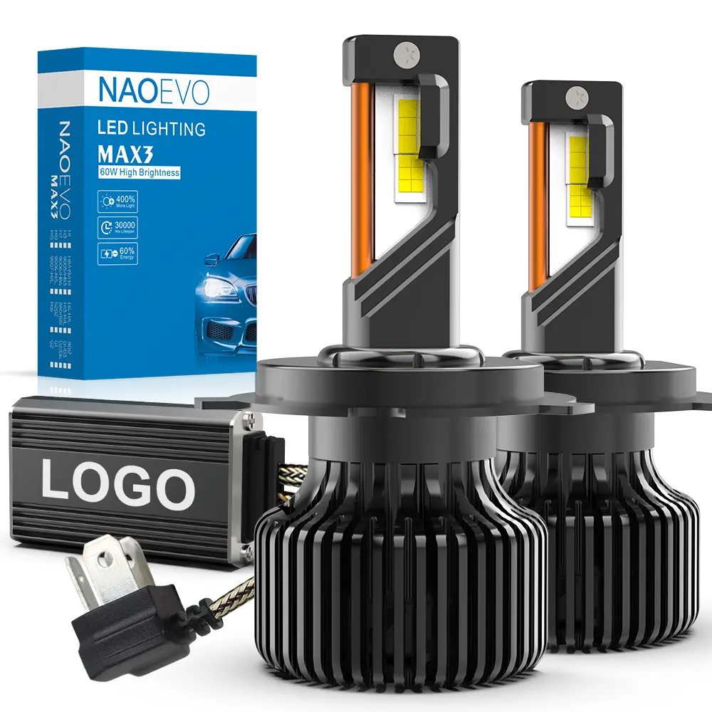 Naoevo nhà sản xuất LED ánh sáng xe đèn pha H11 ống kính máy chiếu 120W 13000lm 9005 Luce LED Para tự động H4 Faro luz ánh sáng bóng đèn H7 H4