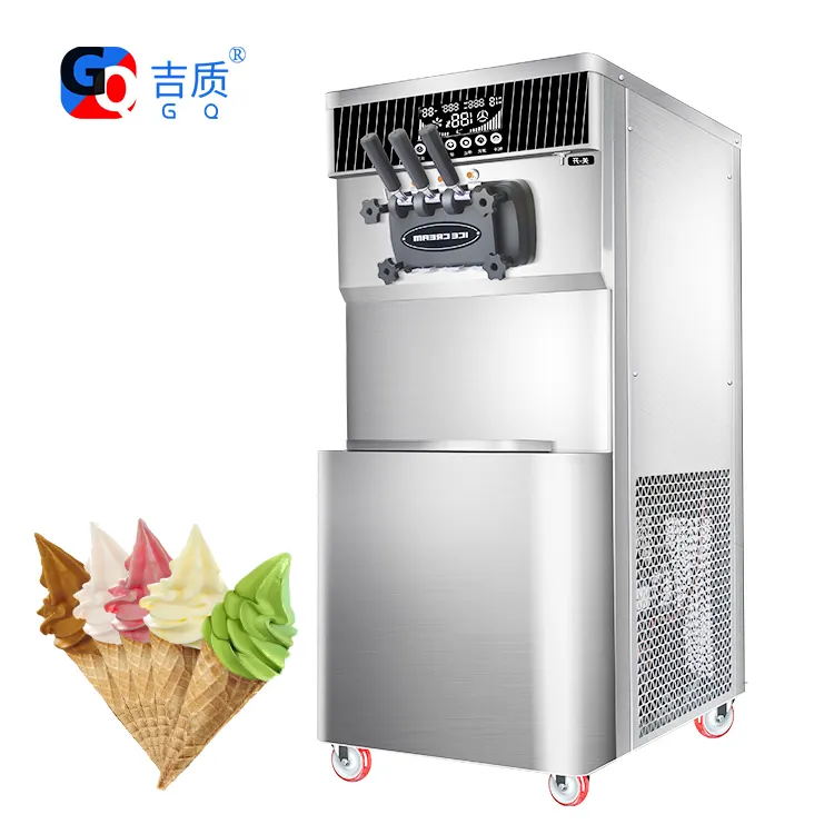 GQ-F648 grande capacità Soft servire gelato macchina all'ingrosso prezzo di fabbrica pavimento con 2 + 1 Mix sapore Pre-raffreddamento ghiaccio Cre