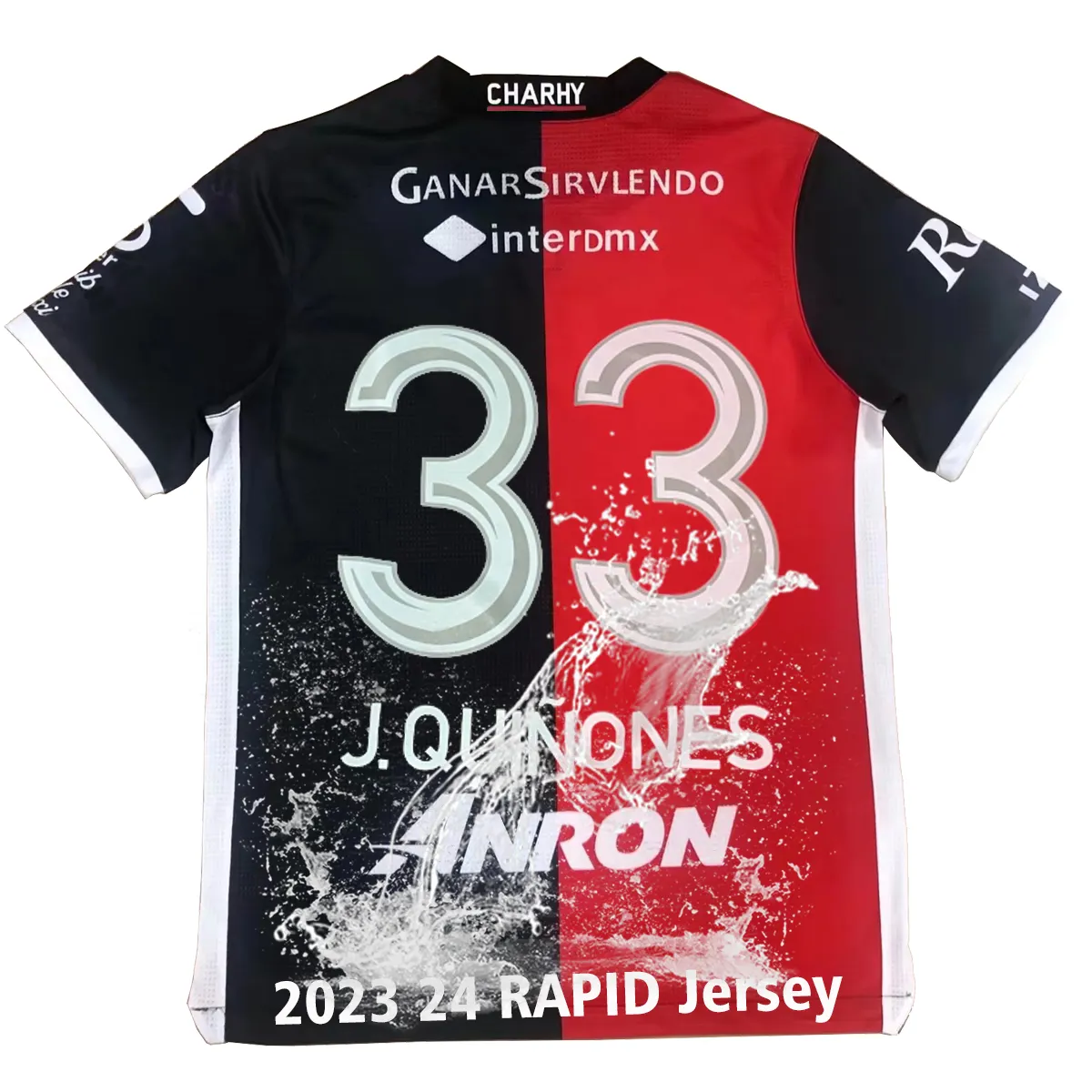 Répliques de vêtements thaïlandais les moins chers en gros maillot de football rouge et noir commerce charly atlas fc liga mx maillot de football 2022 2023