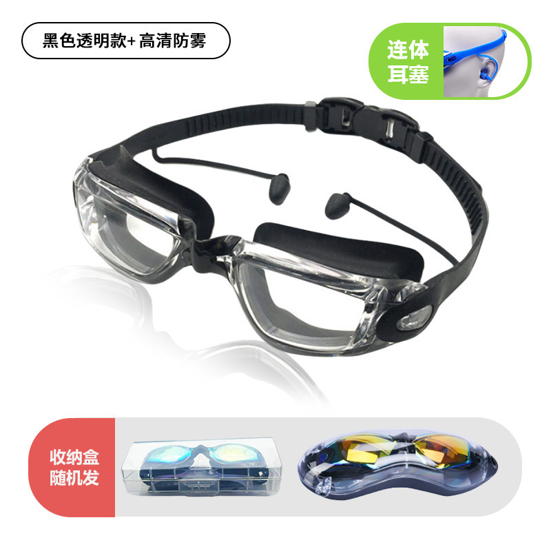 Black non-prescription glasses case, anti-fog and UV protection.