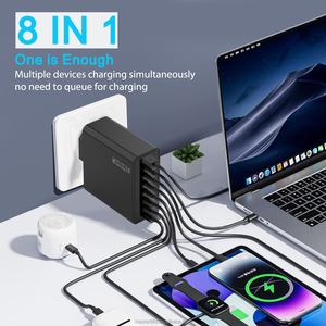 Yeni varış ab ABD BİRLEŞİK KRALLIK fiş şarj 8 USB portu cep telefonu duvar şarj QC 3.0 25W güç hızlı şarj adaptörü - Product Image 2