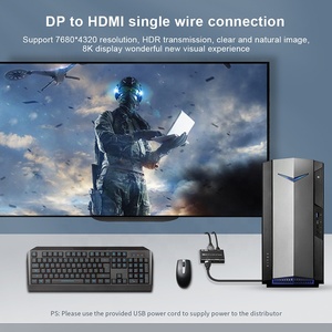Displayport a HDMI y DP, caja de adaptador divisor de puerto, negro, compatible con 2,1, 8K, 60Hz, 4K, 120Hz, resolución de 7860x4320 - Product Image 4