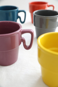 彩色陶瓷堆叠咖啡杯可堆叠茶杯，带手柄5件 - Product Image 3