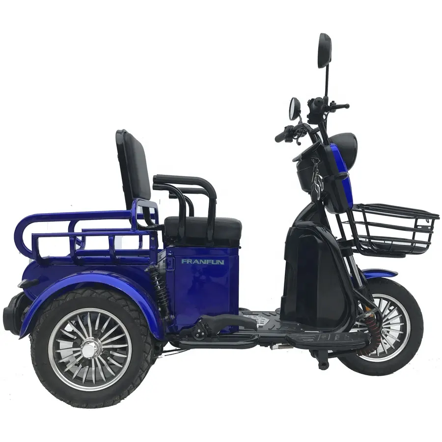 CE 10 pulgadas 800W Triciclo de largo alcance Scooter de movilidad eléctrica de 3 ruedas con gran compartimento de carga trasero