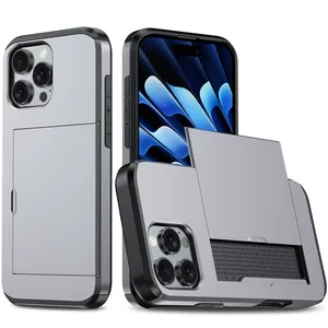 新款纯色手机壳IP16/15滑盖卡座外壳防震防摔钱包手机后盖 - Product Image 6