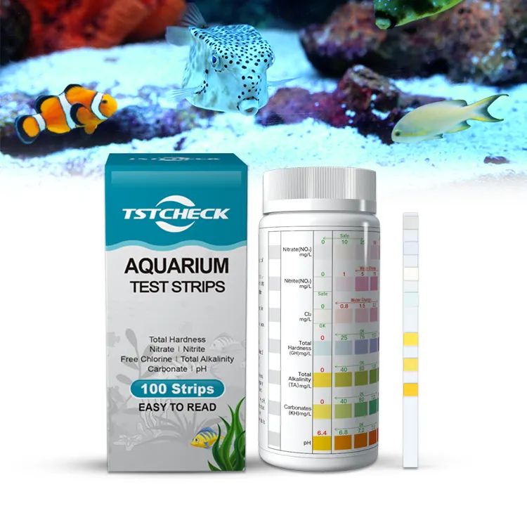 Kit de prueba de agua 7 en 1 para acuario, estanque de agua dulce y salada, acuarios de peces, ayuda a prevenir problemas invisibles