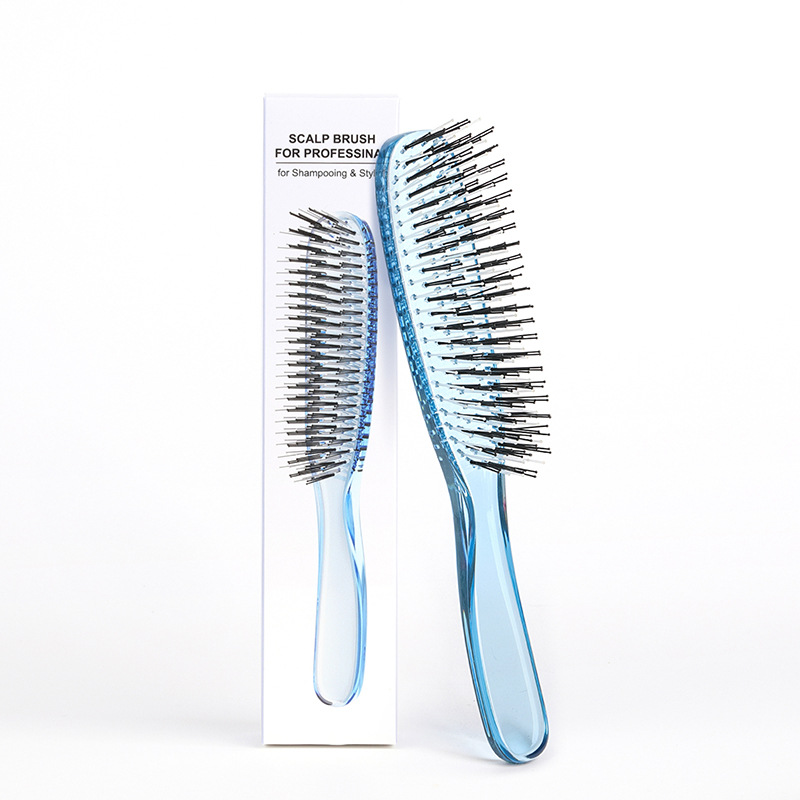 Peine de pelo de aguja alta y baja-grande-azul transparente