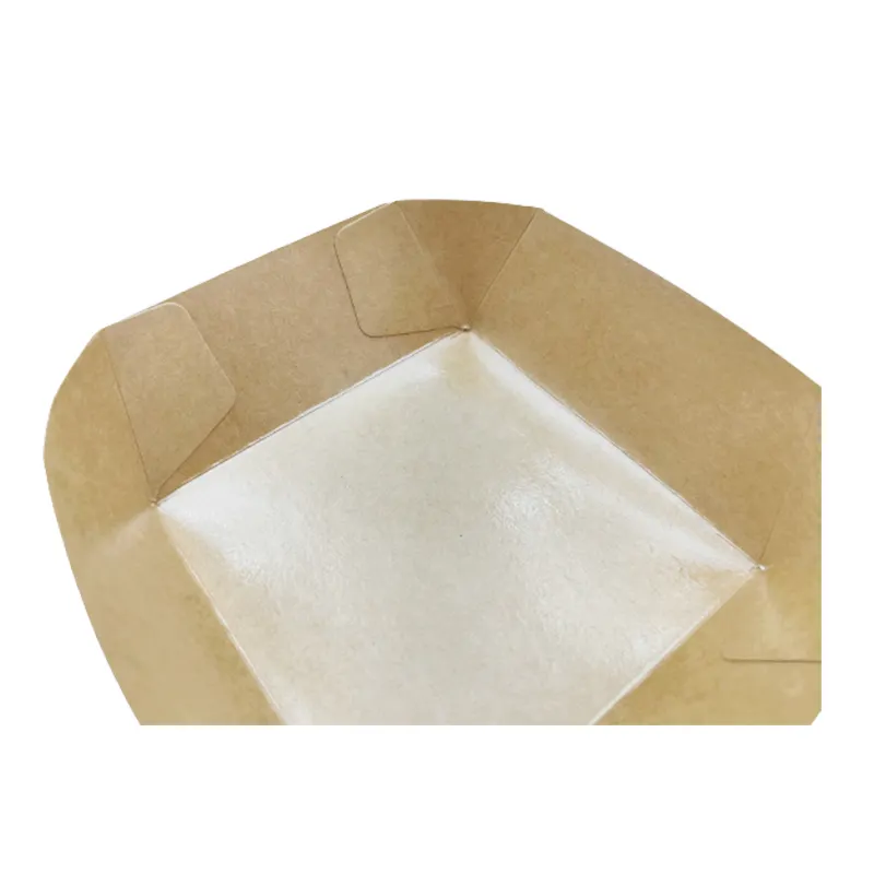 Bandeja abierta de papel Kraft plegable desechable imprimible personalizable para caja de embalaje de patatas fritas a la barbacoa
