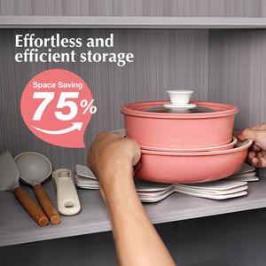 20-Piece yapışmaz seramik TENCERE SETİ ayrılabilir kolu PFAS PFOA PTFE ücretsiz gaz sobası pişirme RV kamp mutfak kullanımı için - Product Image 5