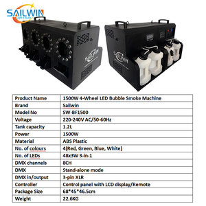 Attrezzatura da palcoscenico 4 uscite DMX 512 RGBW 4 ruote 1500W automatica a LED macchina per nebbia a bolle - Product Image 5