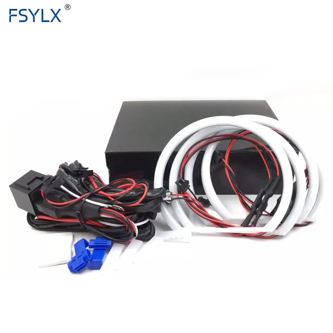 FSYLX LED 헤드 라이트 DRL 러닝 라이트 헤일로 링 프로젝터 131mm 천사 눈 Led 천사 눈 BMW E36 E38 E39 E46