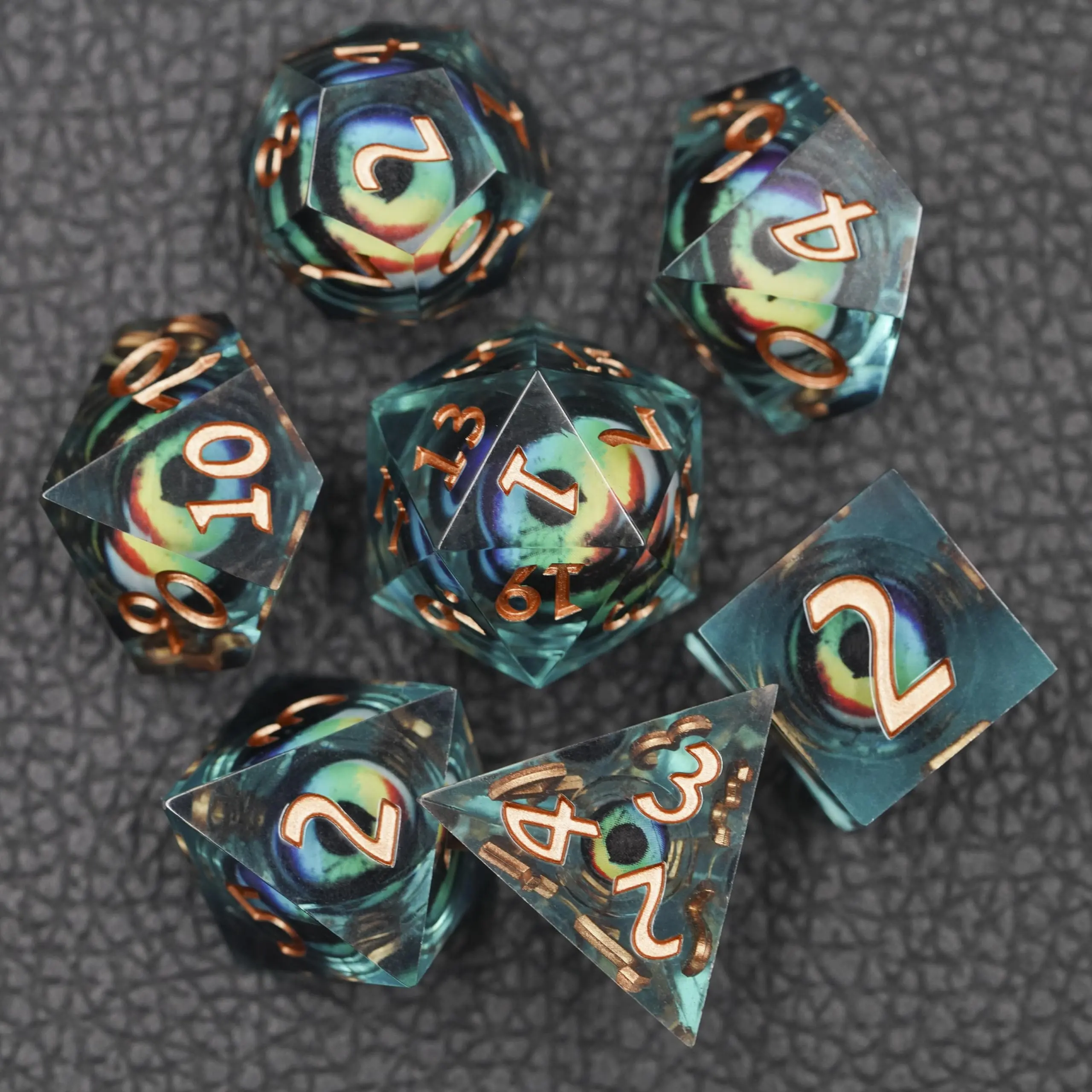 7PCS Liquid Core Borda afiada Dados Dungeons and Dragons Conjunto de Dados Poliédricos RPG Role Playing Games Handmade D & D Dice