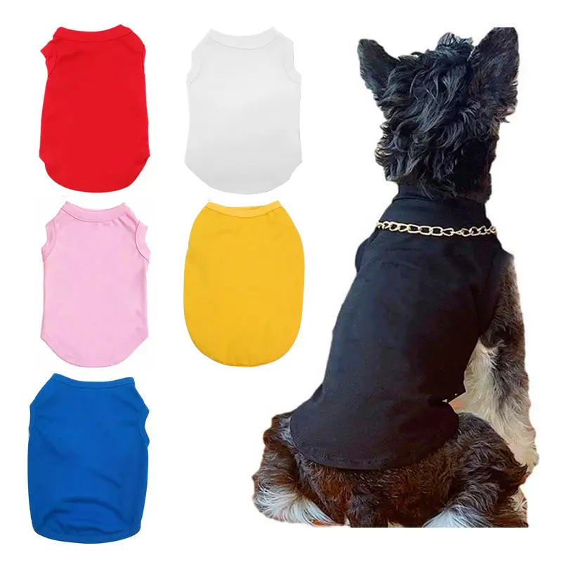 เสื้อยืดสุนัขเสื้อฮู้ดผ้าคอตตอน100% ระบายอากาศได้ดีเสื้อสุนัขพิมพ์โลโก้แบบเรียบๆออกแบบได้ตามต้องการสำหรับสัตว์เลี้ยง XS-5XL ฤดูร้อน