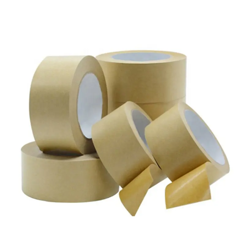 Pegamento de fusión en caliente, adhesivo de alta calidad, fuerte Biodegradable, marrón, embalaje artesanal, cinta de papel Kraft autoadhesiva