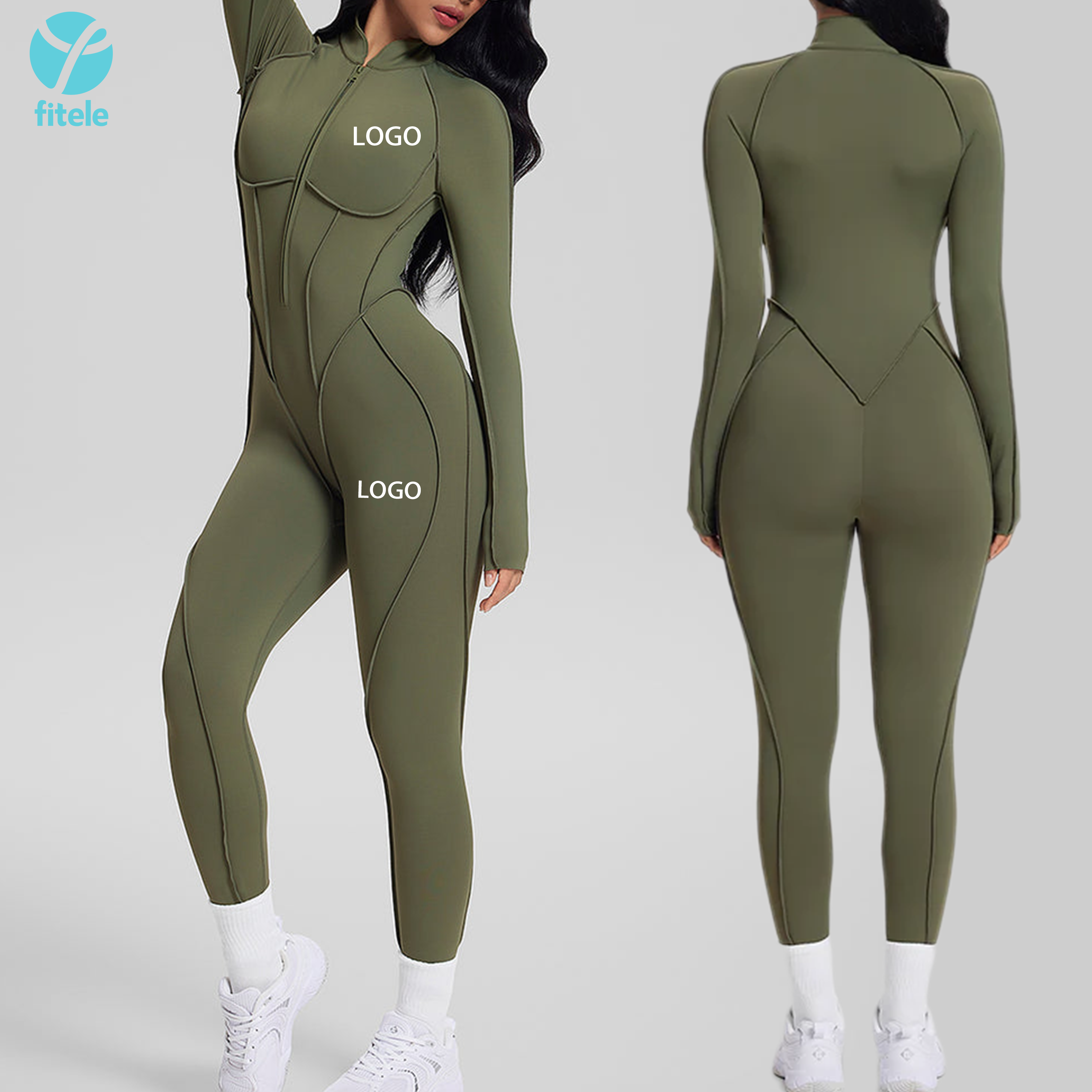 Verde Scuro Lungo Stile Senza Schiena