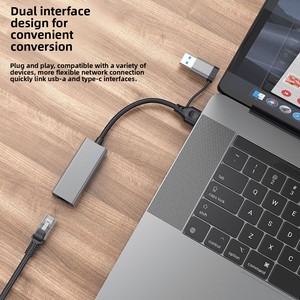 2 in 1 2500Mbps USB tip C için 2.5 Gigabit Ethernet RJ45 2.5G USB 3.0 kablolu adaptör kablosu Lan ağ Hub dizüstü PC için - Product Image 6
