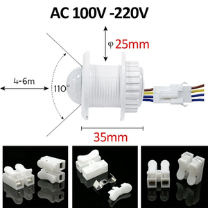 Mini retardo de tiempo ajustable armario Sensor PIR interruptor de luz inteligente 110V 220V PIR Sensor de movimiento infrarrojo detección Sensor automático - Product Image 6