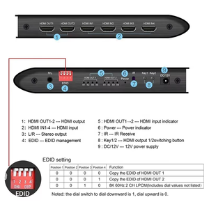 Xput de alta calidad 48Gbps 8K 60Hz 4K 120Hz 4X2 HDMI Matrix 4 en 2 Out HDMI 2,1 Matrix HDMI Switch Splitter - Product Image 2