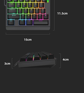 Teclados HE30 con cable para jugadores, 29 teclas, interruptor magnético, teclado iluminado, teclado de ordenador retroiluminado RGB para ESports Gaming Office - Product Image 2