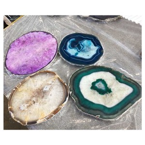 Natural <strong>Agate</strong> &amp; Quartz Tray <strong>Large</strong> Size <strong>Agate</strong> Slice Thick <strong>Agate</strong> Slab Table Setting - Product Image 1