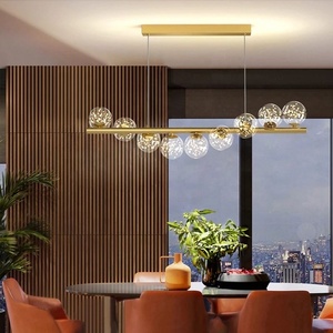 Modern uzun tavan avize süspansiyon cam topları G9 <span class=keywords><strong>Led</strong></span> masa yemek odası mutfak asılı lamba ofis ön masa lambaları