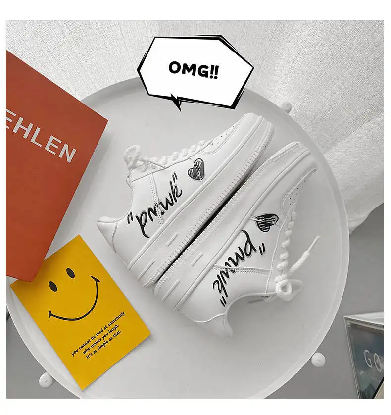 2024 einzigartiges Design Mode Malerei Herz lässige weiße Schuhe Vintage Herren atmungsaktive weiße Sport-Sneakers für Damen