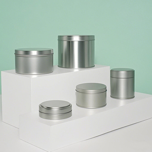 定制圆形锡金属罐，带套盖，用于工艺品DIY和蜡烛制作储物 - Product Image 1