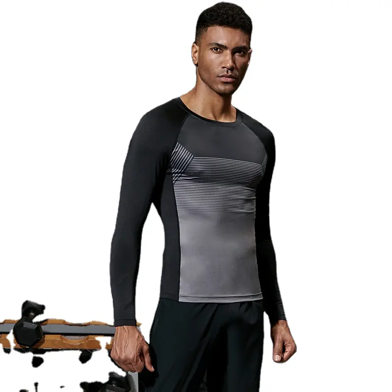 Mens Long Sleeve Shirt Plus Size Gym Tight Sports Fitness Tops Custom Man Fitness Shirt