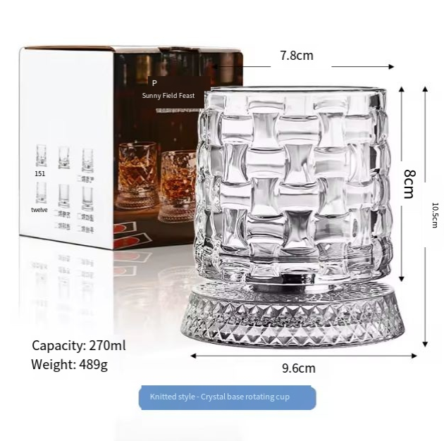 Copa giratoria con base de cristal tejido - Caja de color