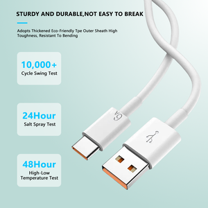Satışa mobil USB a tipi C 6A PD 66W hızlı şarj 1M tipi C hızlı şarj kablosu beyaz saf bakır yüksek kaliteli kablolar - Product Image 5
