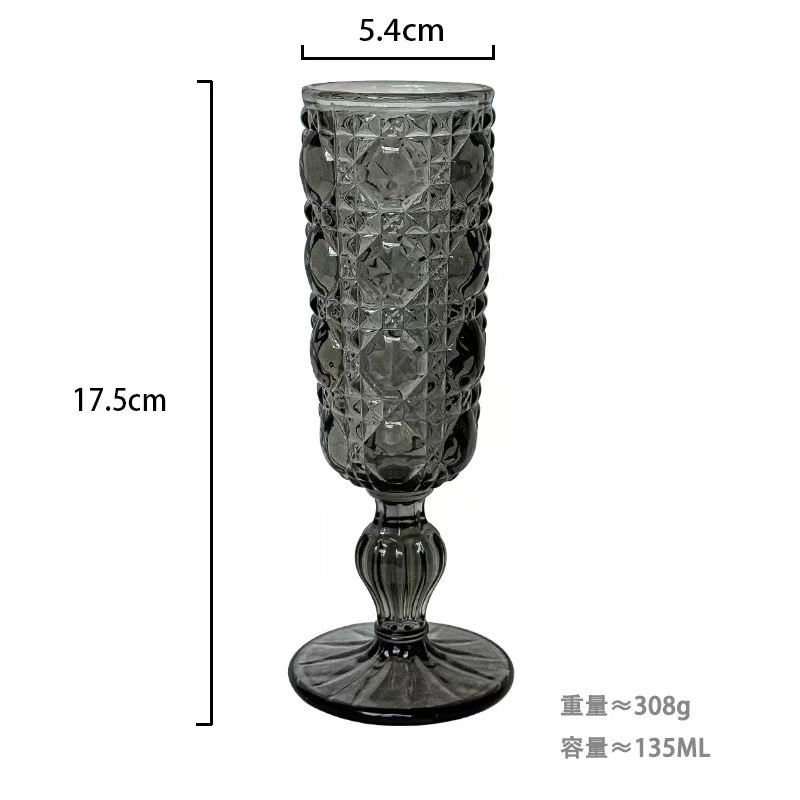 Gray gem champagne glass