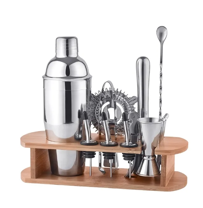 Edelstahl Barmann-Set Shaker Jigger-Sieb Mixer Löffel Cocktail-Shaker-Set