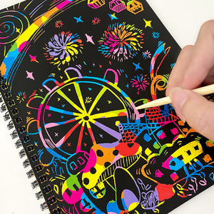 Tự Làm Scratch Paper Art Set Scratch Arts Vẽ Máy Tính Xách Tay Cầu Vồng Scratch Giấy Cho Trẻ Em 10 Trang - Product Image 2