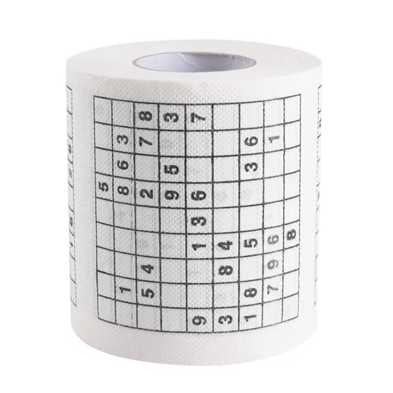 Rouleau de papier de toilette créatif pour jeux Sudoku, papier hygiénique, papier de toilette, imprimé amusant, Durable, outils de nettoyage ménager, nouveauté