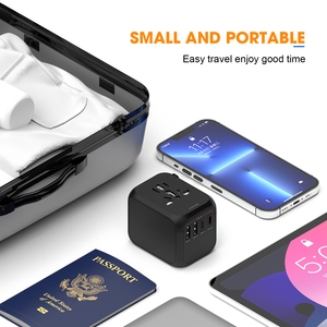 อะแดปเตอร์ปลั๊กสำหรับเดินทางอเนกประสงค์แบบออลอินวันพร้อมพอร์ต USB A และ C สองพอร์ตทั่วโลกเข้ากันได้กับซ็อกเก็ต USA EU UK AUS - Product Image 4