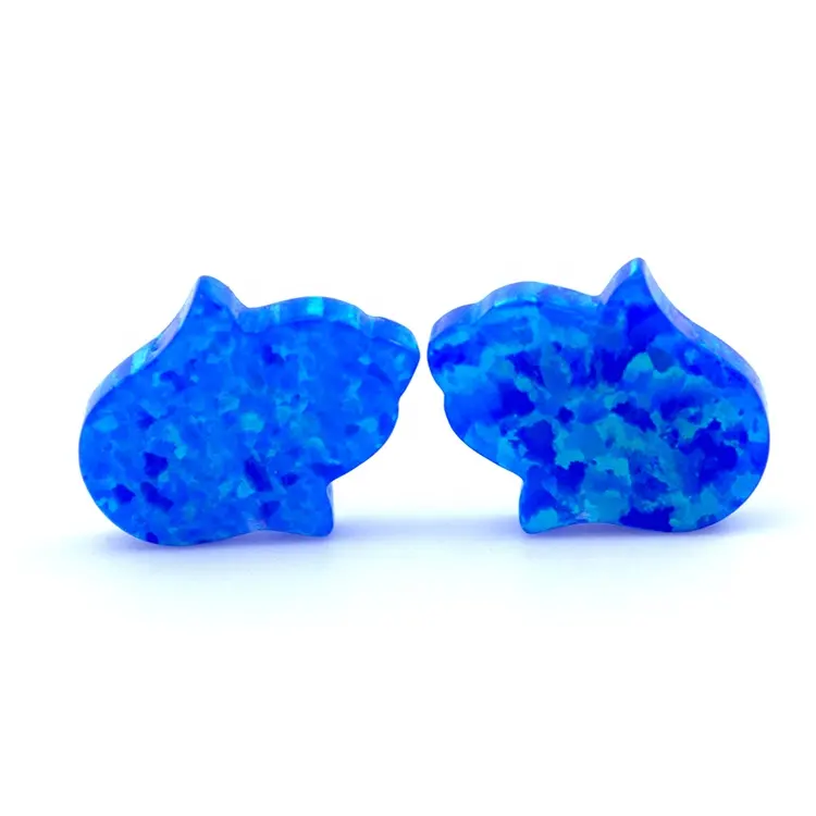 Pietre sintetiche fuoco a forma di mano gemma laboratorio creato pietra preziosa prezzo 8x10mm hamsa opale blu