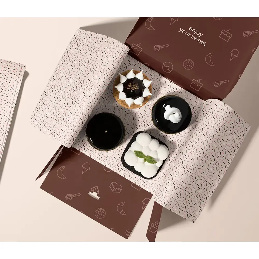Boulangerie décorative en carton personnalisée à emporter emballage alimentaire boîtes à cupcakes de cuisson carrées