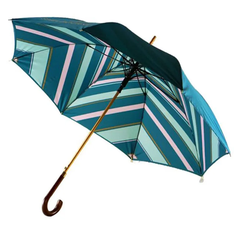 Guarda-chuva de madeira de 23 polegadas para homens, guarda-chuva de madeira com cabo torcido e proteção UV à prova de vento, camada dupla