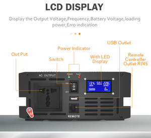 600瓦纯正弦波逆变器DC 12v交流220太阳能系统逆变器10000瓦峰值功率24VDC输入12000瓦最大功率OEM - Product Image 5