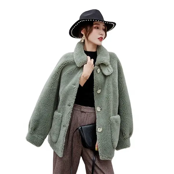 Manteau d'hiver pour femmes, nouvelle veste en fausse fourrure, pelucheux avec boutons, chevelure serrée, nouveau Style 2022