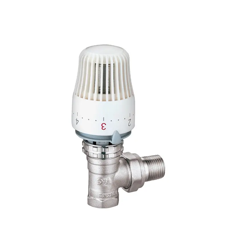 China Supplier 1/2 3/4 Inch Shower Water Brass Angle Radiator Valve with Thermostatic Valve Head