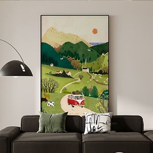 Du lịch Phong cảnh trừu tượng phong cảnh ấm áp ý nghĩa in phòng khách phòng ngủ phòng trẻ em treo dọc bức tranh vải - Product Image 4