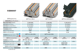 Bloque de terminales de doble capa de 800V 22A, conexión rápida montada en riel Din, 2-2/2, bloque de terminales de alimentación - Product Image 5