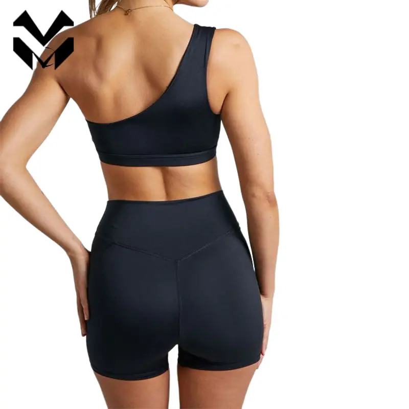 Hot Selling Yoga Suit 2 Piece For Women Workout Biker Shorts Sets Nylon Spandex Bra Bike Shorts Yoga Set