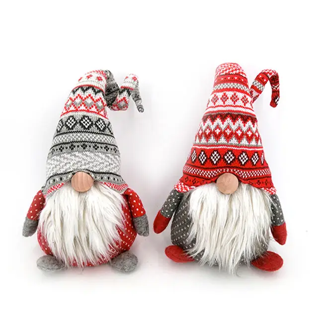Menino e menina nórdico duende gnomos santa sentado doorstop decoração moderna do Natal para supermercados