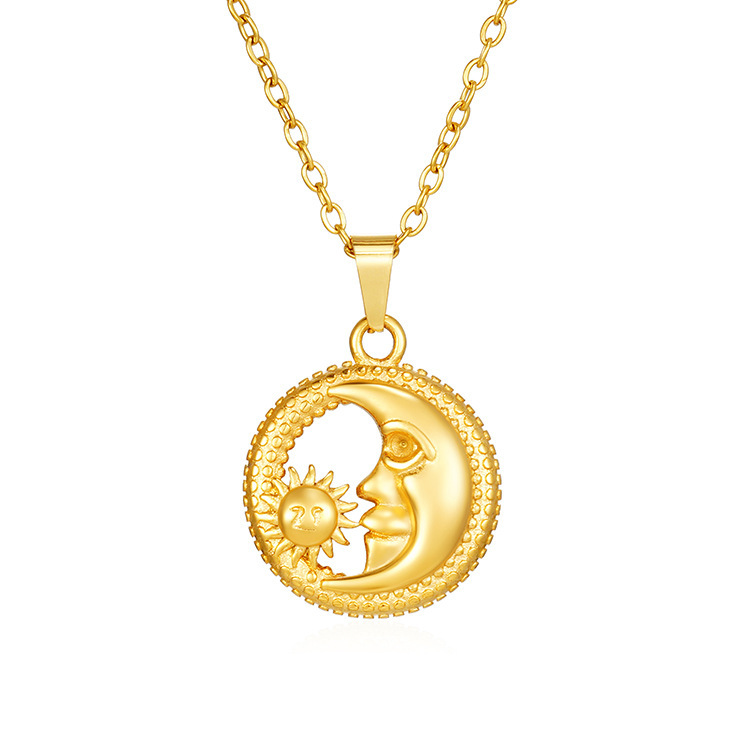 Sun moon necklace gold ms-546