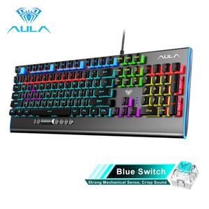 AULA F2099游戏玩家机械键盘蓝色棕色开关混合背光有线游戏键盘防鬼影游戏平板电脑桌面