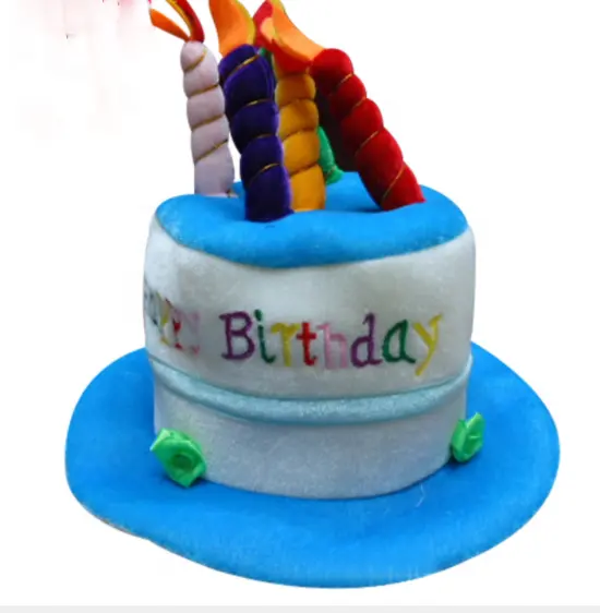 Sombrero de felpa con velas para fiesta de feliz cumpleaños, divertido gorro de felpa con diseño de perro feliz cumpleaños